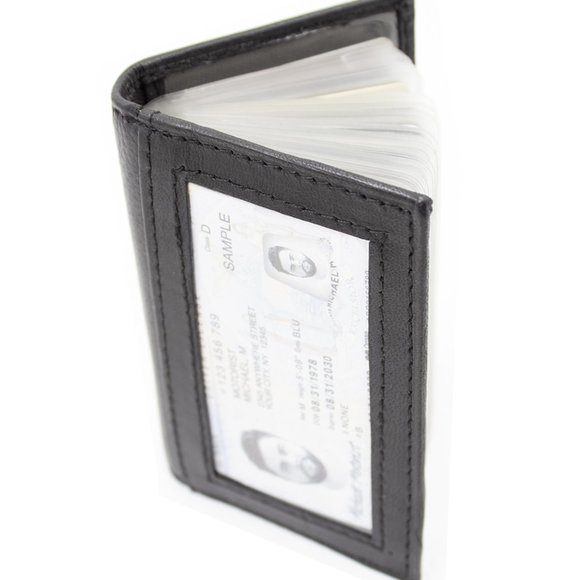 Men Pure Slim Genuine Leather Credit Card Holder, Black - Picture 4 of 15